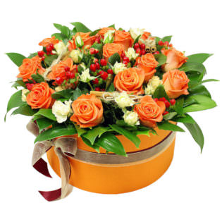 Цветы в коробке «Оранжевый закат»